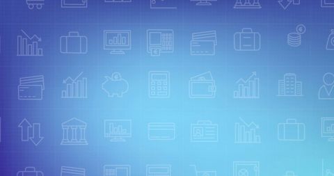 Financial Data and Business Icons on Blue Background - Download Free Stock Images Pikwizard.com
