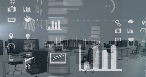 Modern Digital Data Overlay in a Workplace Environment - Download Free Stock Images Pikwizard.com