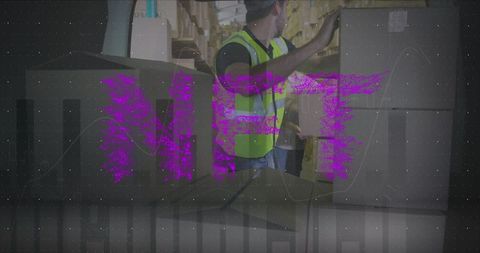 NFT Blockchain Concept Truck Unloading
