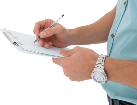 transparent mockup of a man writing on clipboard - Download Free Stock Videos Pikwizard.com