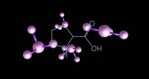 Dynamic molecular structure model on black background