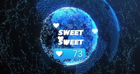 Futuristic Blue Glowing Sphere with Social Media Icons