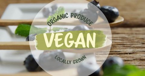 Organic Vegan Produce with Fresh Blueberries Highlighting Ecology