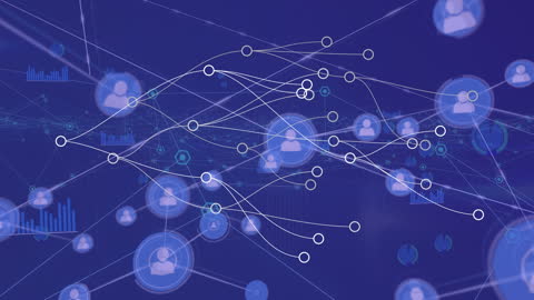 Abstract Data Network with Media Icons and Digital Interface