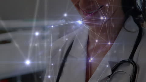 Doctor Interacting with Medical Network Interface