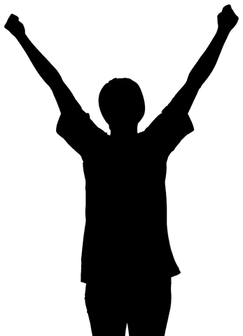 Silhouette of woman cheering on transparent background for lifestyle design