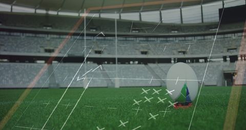 Innovative rugby strategy overlaid on stadium field