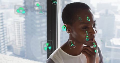 Businesswoman Envisioning Futuristic Energy Solutions