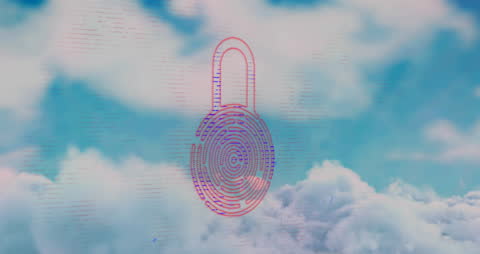 Futuristic Circular Scanner on Overlay of Clouds