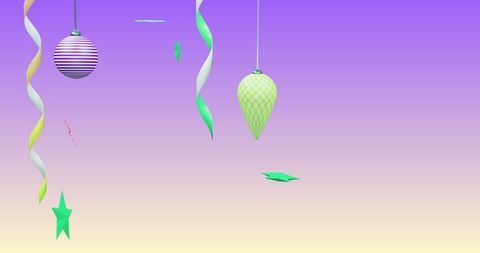 Colorful Christmas Decorations Against Purple Background