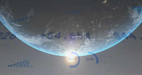 Data Analytics Visualization Overlapping Earth Globe Sunrise