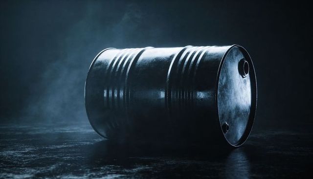 Lying Industrial Metal Barrel on Wet Concrete, Moody Smoke and Reflective Rim Highlights