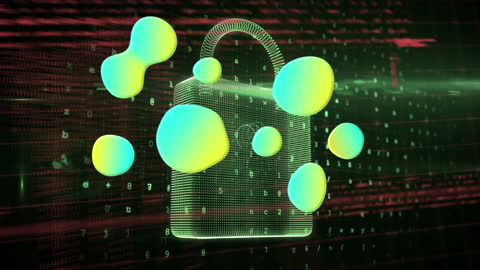 Digital Security Animation with Padlock and Green Effects