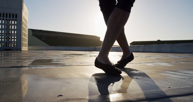 Dancer's Feet on Rooftop at Sunset - Download Free Stock Images Pikwizard.com