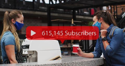 Masked Friends Chatting in Cafe During Pandemic