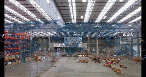 Warehouse Workers Moving Pallets with Global Network Overlay for Logistics Operations