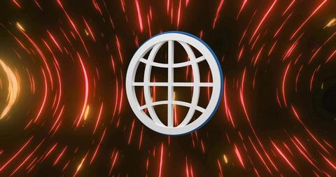 Futuristic globe grid surrounded by energetic digital vortex