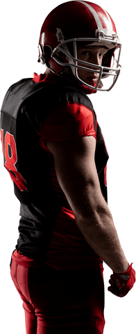 Transparent Background Young American Football Player Profile