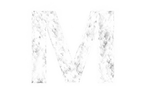 Cloudy letter m on transparent background for creative design