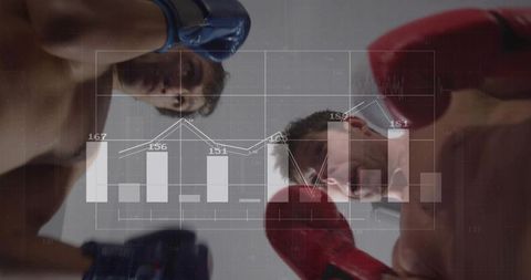 Boxers preparing for challenge with graph overlay