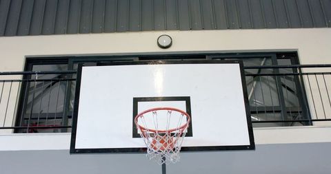 Outdoor Basketball Hoop Against Concrete Wall - Download Free Stock Images Pikwizard.com
