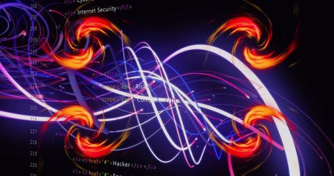 Neon Data Flow Abstract with Code Overlay - Download Free Stock Images Pikwizard.com