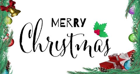 Festive Merry Christmas Greeting with Decorative Elements - Download Free Stock Images Pikwizard.com