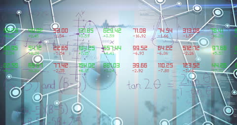 Animated Network with Data and Mathematical Equations