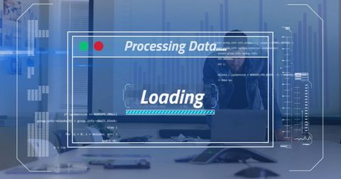 Businessman Using Laptop with Data Processing Overlay - Download Free Stock Images Pikwizard.com