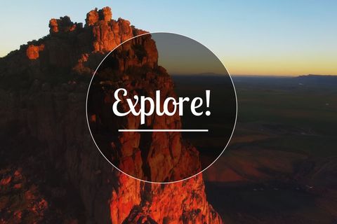 sunset over majestic cliff with adventure motif - Download Free Stock Templates Pikwizard.com