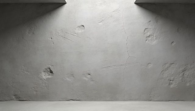 Textured Concrete Wall with Cracks Casting Dramatic Light for Minimalist Interior