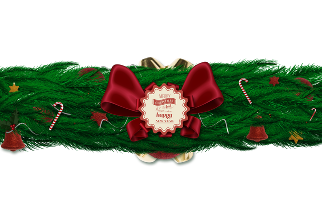 Transparent Christmas Fir Garland with Red Bow - Download Free Stock Videos Pikwizard.com