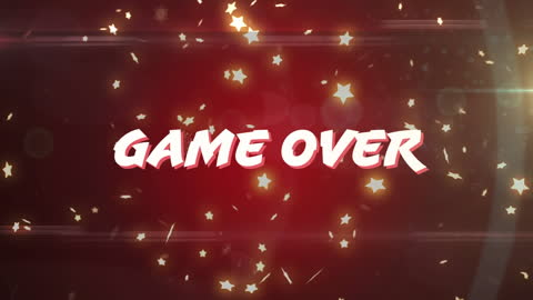 Dynamic Game Over Animation with Stars on Red Background