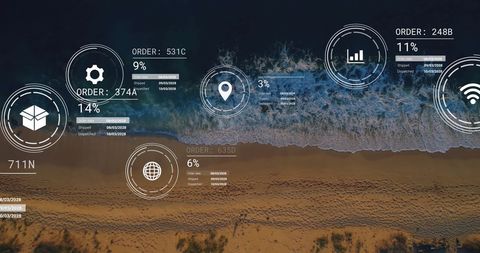 Digital Data Analytics and Network Processing Over Coastal Landscape - Download Free Stock Images Pikwizard.com