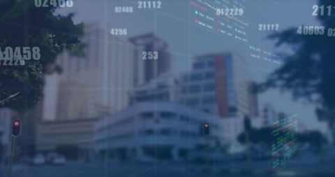 Financial Data Overlay on Blurred Cityscape: Digital Business Concept - Download Free Stock Images Pikwizard.com