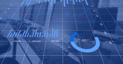 Digital interface displaying business data analytics and statistics