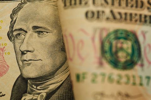 Close-Up of Foiled Dollar Bill with Historical Portrait