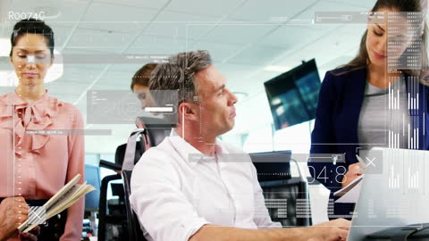 Business Professionals Analyzing Digital Financial Metrics