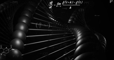 dna strand and mathematical formulas on black background - Download Free Stock Images Pikwizard.com