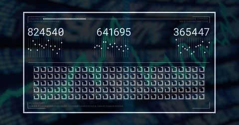 Futuristic Data Interface Illustrating Numeric Analytics and Algorithm Visuals