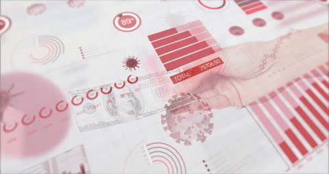 Hand Holding Money Amid COVID-19 Statistics Animation