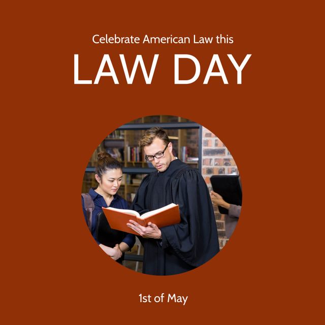 Celebrating Law Day on 1st of May with diverse lawyers engaged in reading law books. Great for promoting legal education, law events, or Law Day observances. Use for legal awareness campaigns, educational materials, and event promotions.