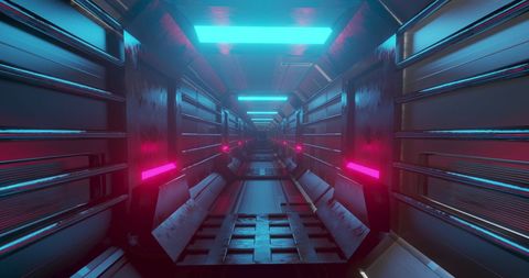 Futuristic Sci-Fi Tunnel with Vibrant Lights