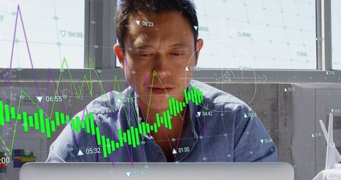 Architect Analyzing Blueprints with Digital Graphs and Charts - Download Free Stock Images Pikwizard.com