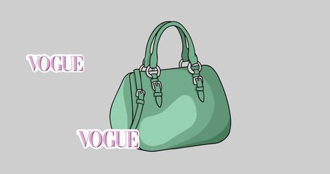 Fashion illustration of handbag with vogue style typography