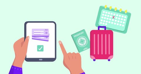 Planning Travel with Tablet, Luggage, and Passport Illustrations - Download Free Stock Images Pikwizard.com