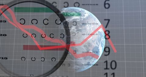 Global Data Analysis Concept with Declining Graph over Earth - Download Free Stock Images Pikwizard.com