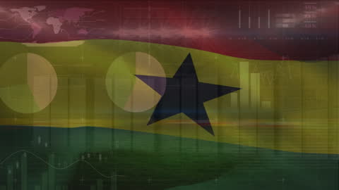 Financial Data Projections Against Ghana Flag Backdrop