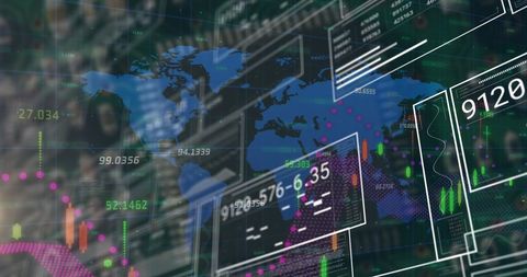 Digital Data Processing with Circuit Overlay and World Map - Download Free Stock Images Pikwizard.com