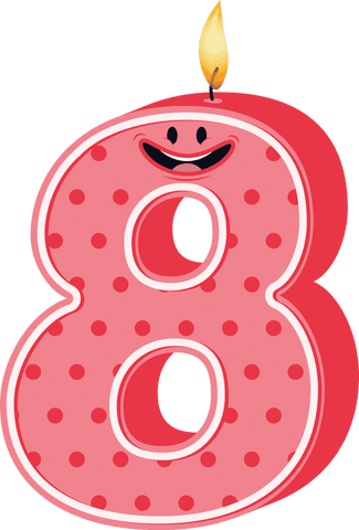 red polka dot number eight candle on transparent background - Download Free Stock Videos Pikwizard.com